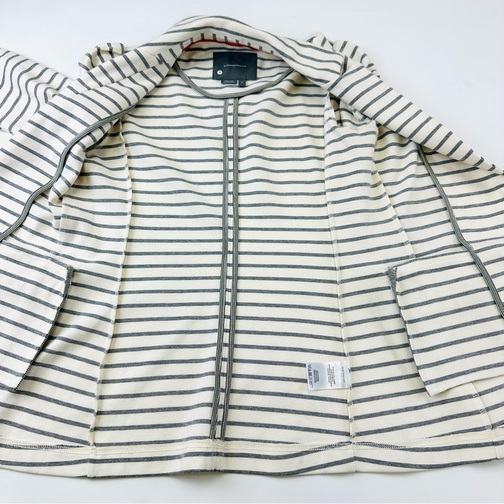 Anthropologie Francoise jersey stripe blazer Gray Ivory Knit Womens XS - Picture 14 of 16